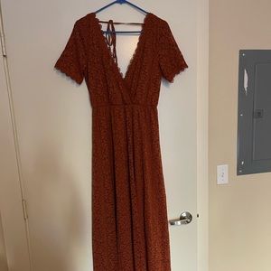 Rust lace maxi dress